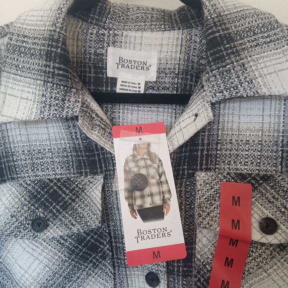 Cabincore Plaid Jacket By Boston Traders Black And White With Tags. Sz M - Picture 2 of 6